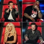 The Judges For NBC's The Voice, Adam Levine, Blake Shelton, Cee Lo Green and Christina Aguilera